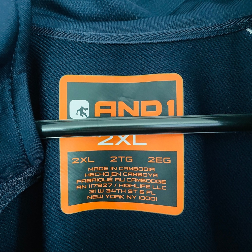 NWT Mens 2XL AND1 Track Jacket Navy Grey Colorblock Full Zip Athletic Workout - Picture 5 of 5